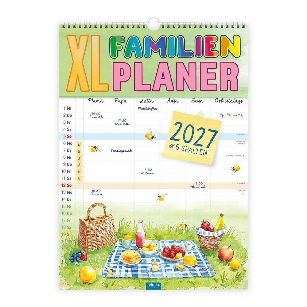Cover: 9783988026675 | TRÖTSCH - Großbildkalender XL Familienplaner 2027 mit 6 Spalten | KG