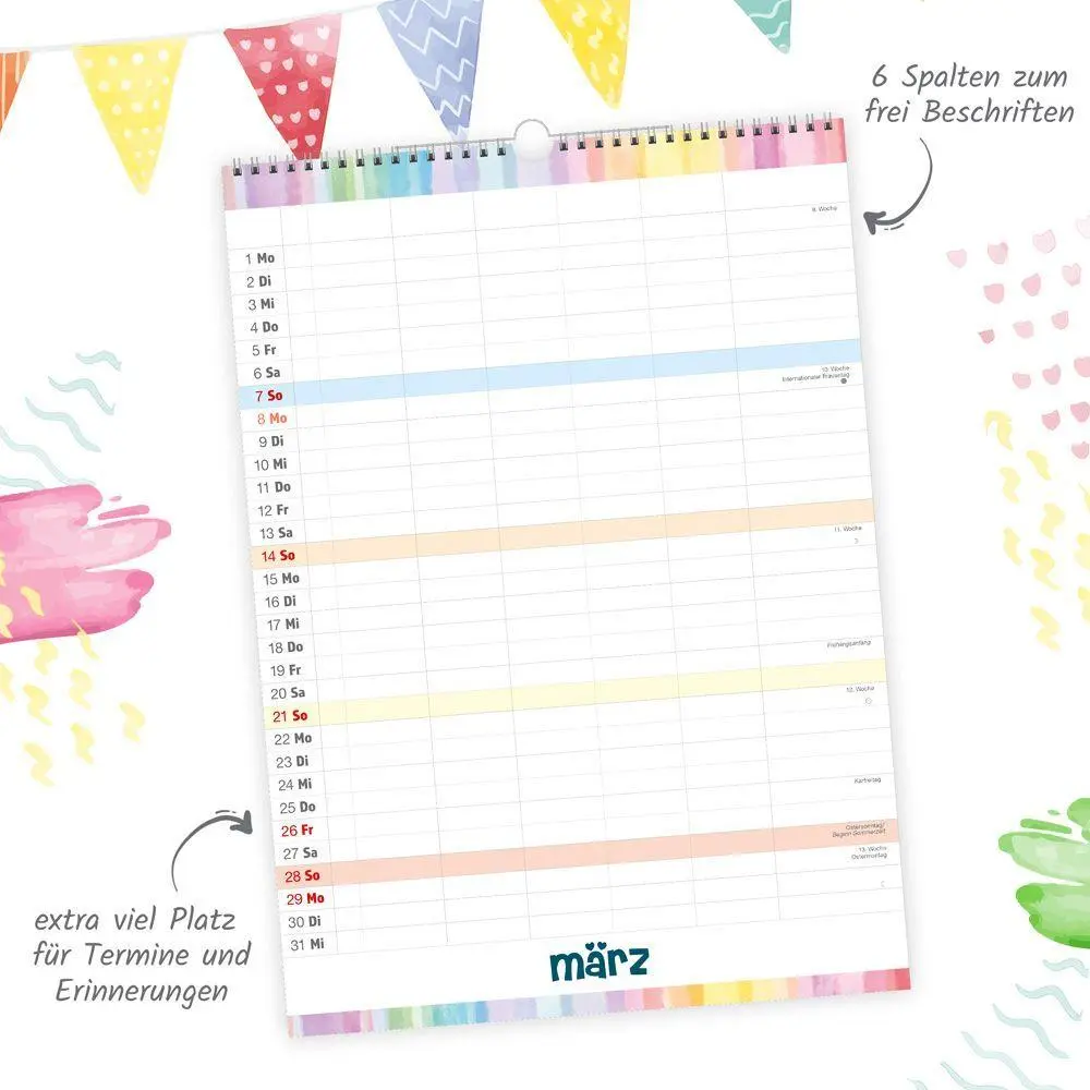 Bild: 9783988026675 | TRÖTSCH - Großbildkalender XL Familienplaner 2027 mit 6 Spalten | KG