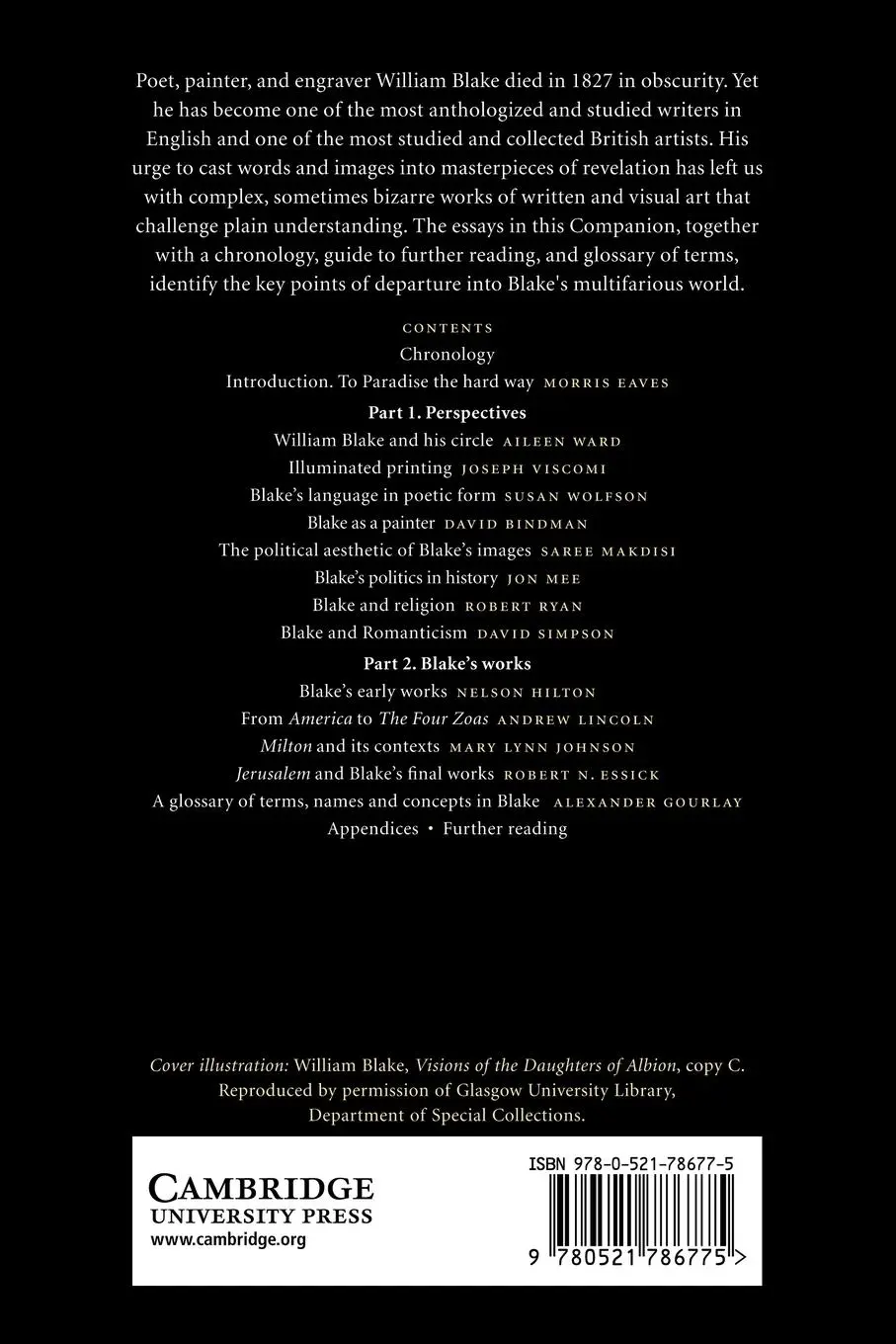 Rückseite: 9780521786775 | The Cambridge Companion to William Blake | Morris Eaves (u. a.) | Buch