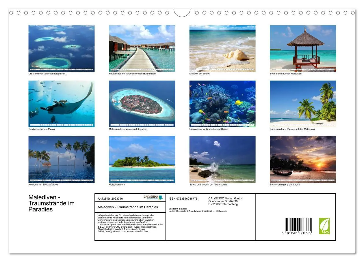 Bild: 9783516086775 | Malediven - Traumstrände im Paradies (Wandkalender 2026 DIN A3...