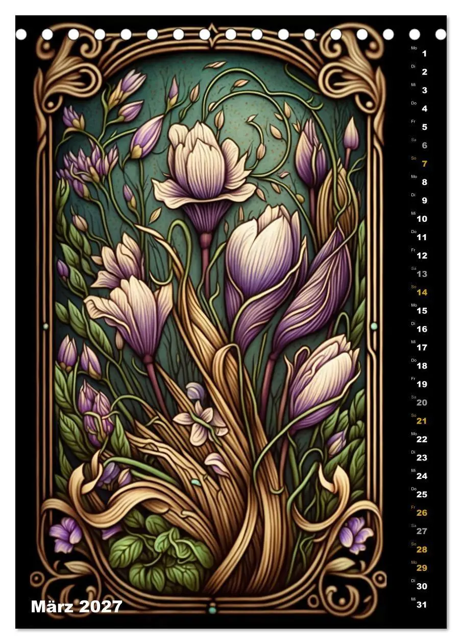 Bild: 9783569306875 | Jugendstil Blumen (Tischkalender 2027 DIN A5 hoch), CALVENDO...