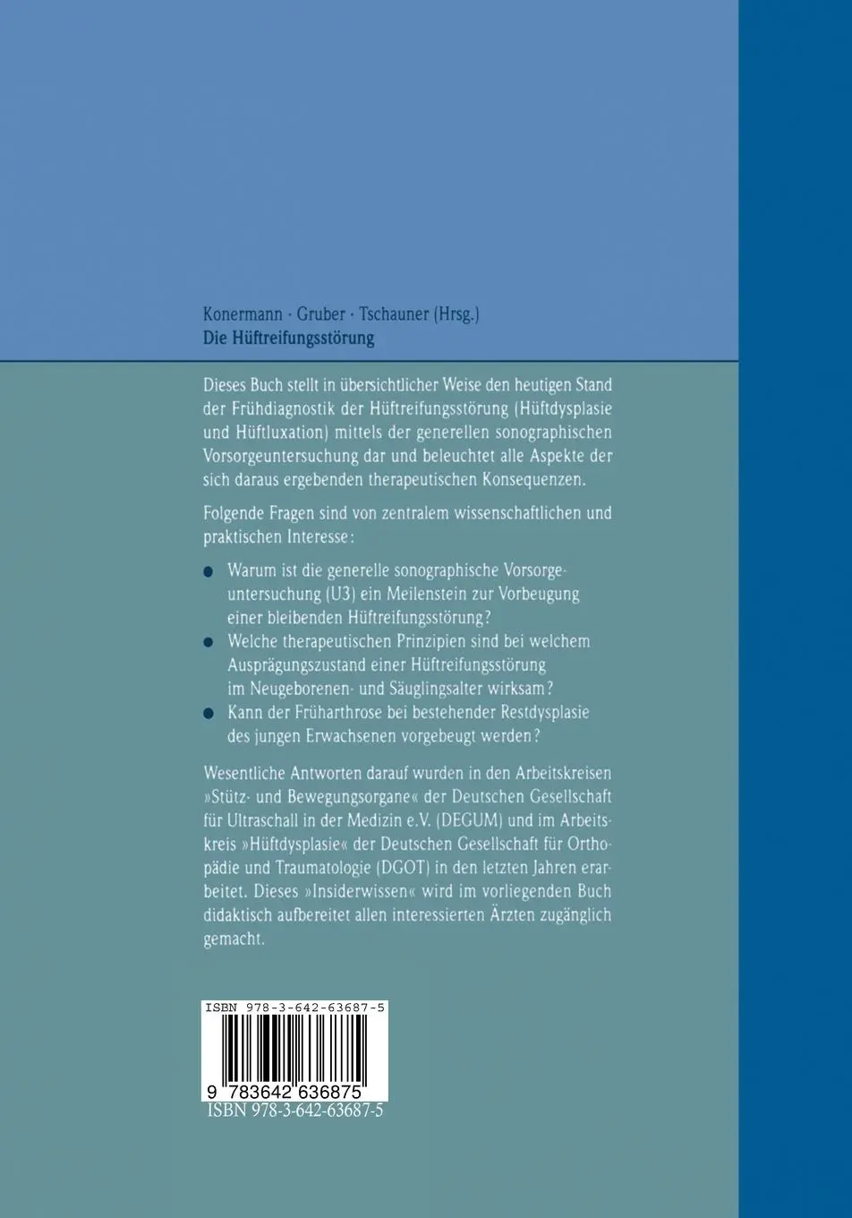 Rückseite: 9783642636875 | Die Hüftreifungsstörung | Diagnose und Therapie | Konermann (u. a.)