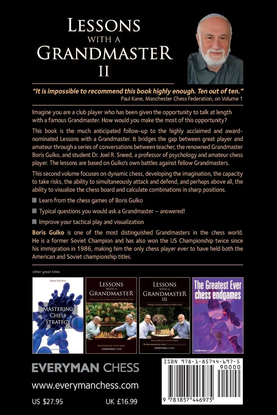 Rückseite: 9781857446975 | Lessons with a Grandmaster, 2 | Boris Gulko (u. a.) | Taschenbuch