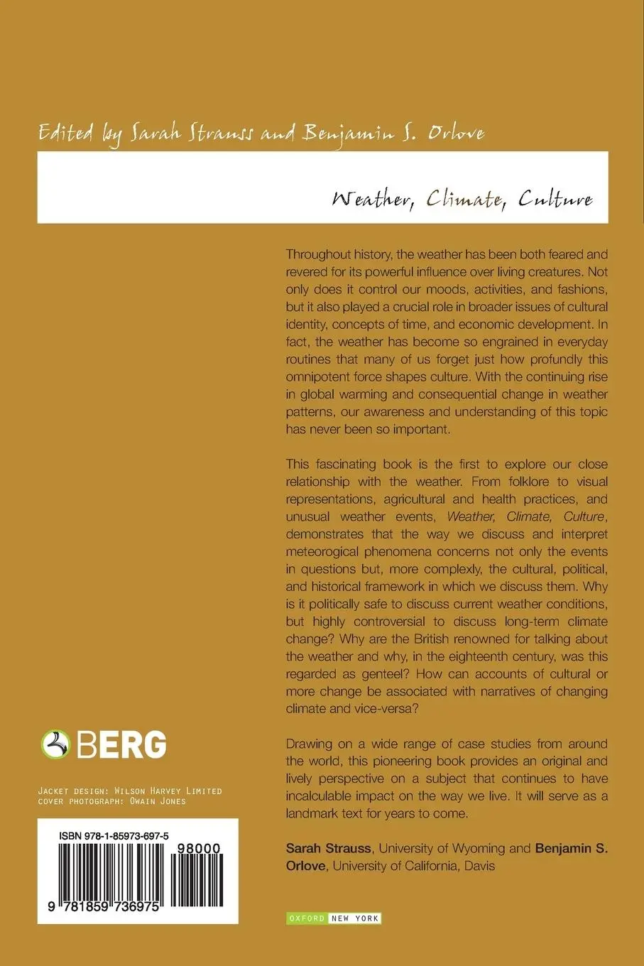 Rückseite: 9781859736975 | Weather, Climate, Culture | Sarah Strauss (u. a.) | Taschenbuch | 2003