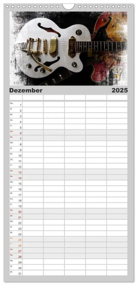 Bild: 9783457116975 | Familienplaner 2025 - Gitarren - Grunge Style mit 5 Spalten...