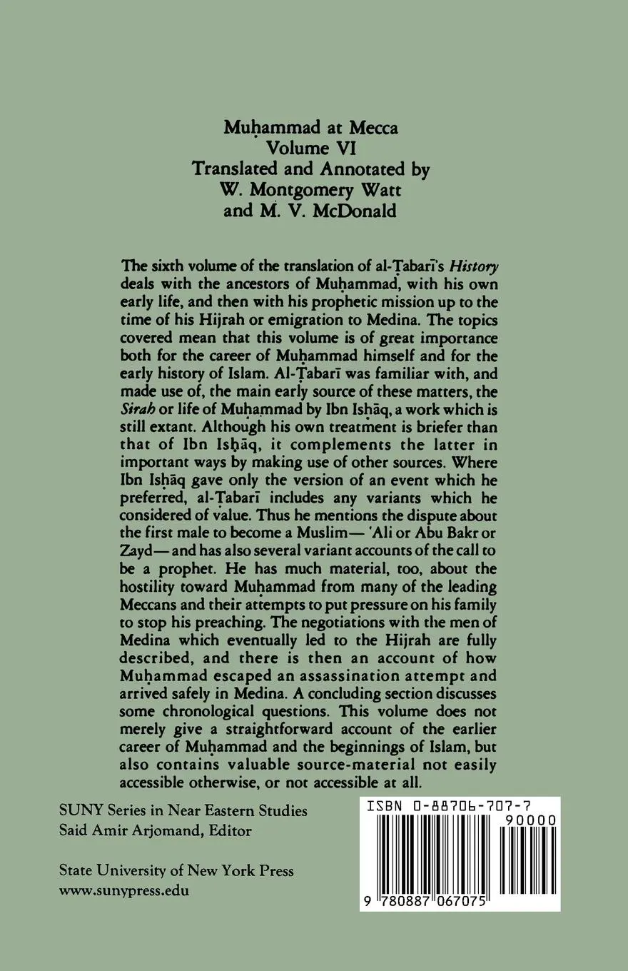 Rückseite: 9780887067075 | The History of al-¿abar¿ Vol. 6 | Mu¿ammad at Mecca | Taschenbuch