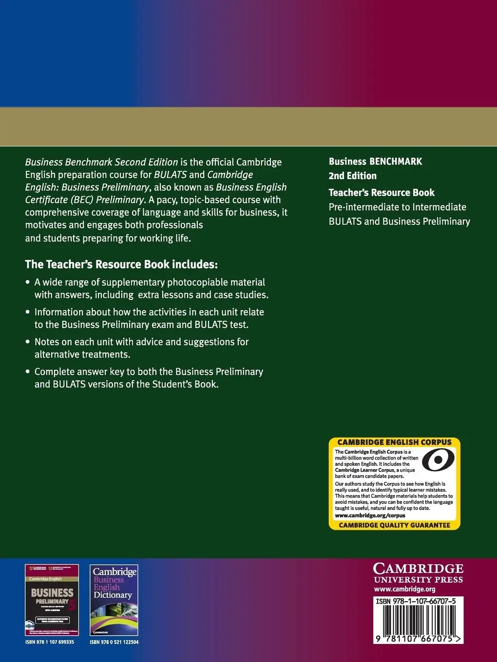 Rückseite: 9781107667075 | Business Benchmark Pre-intermediate to Intermediate | Norman Whitby