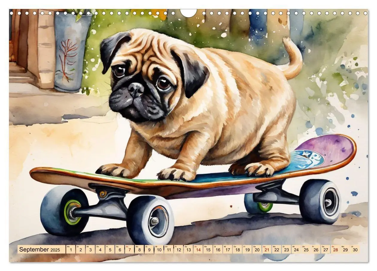 Bild: 9783383827075 | Knuffige Möpse (Wandkalender 2025 DIN A3 quer), CALVENDO...
