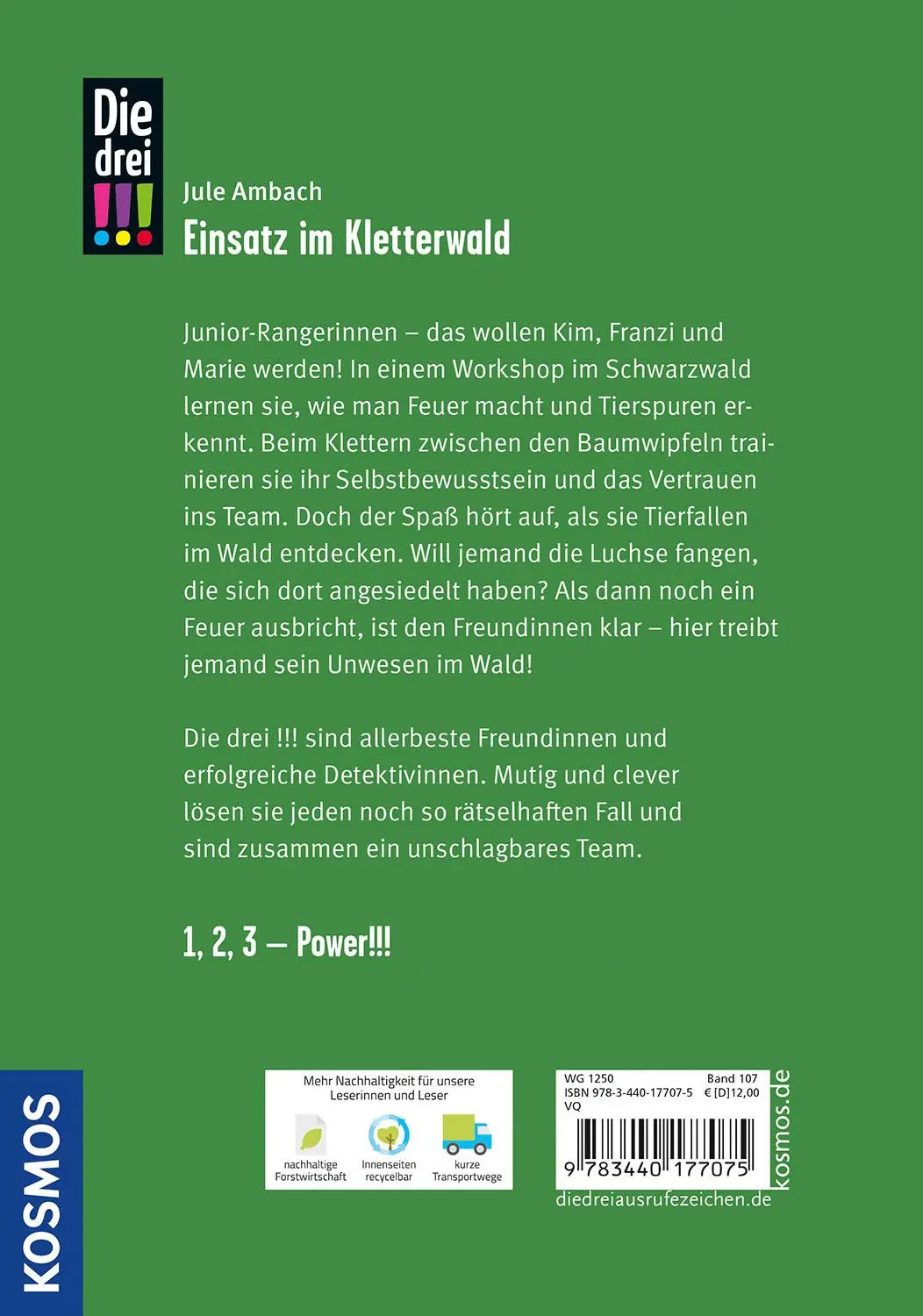 Rückseite: 9783440177075 | Die drei !!!, 107, Einsatz im Kletterwald | Jule Ambach | Buch | 2024