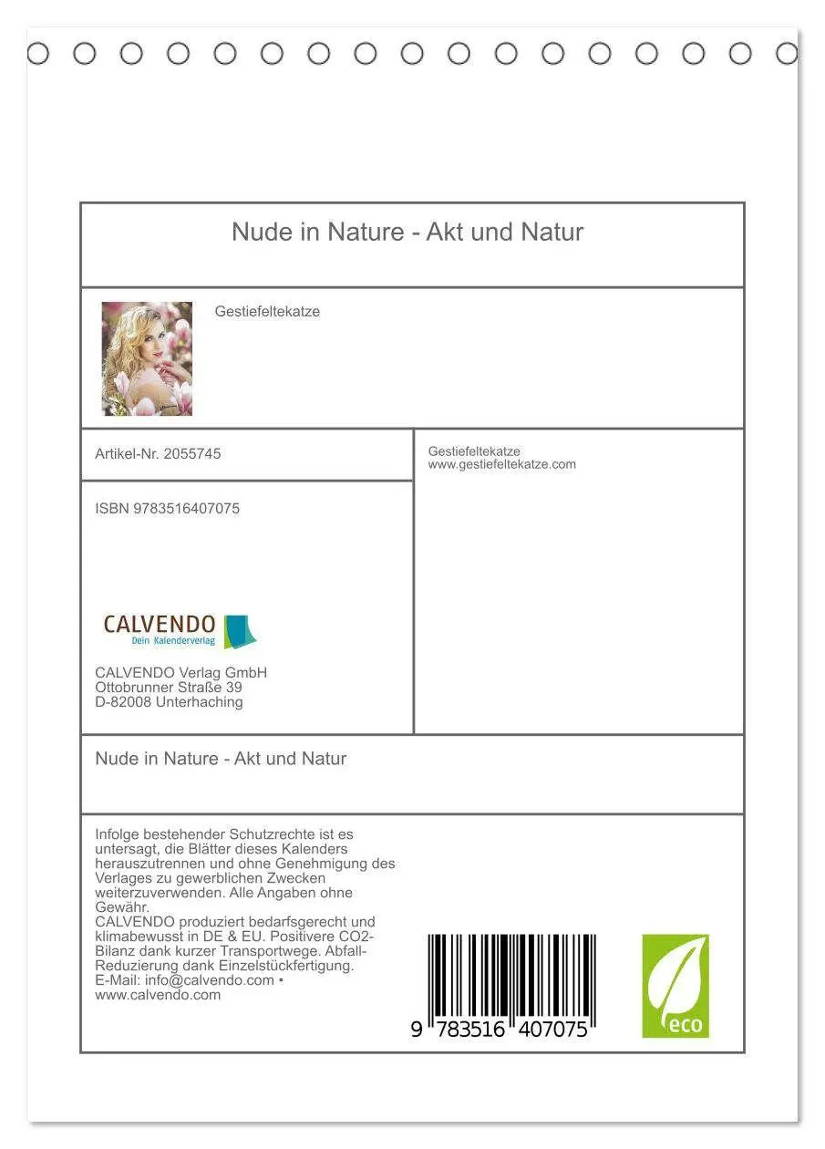 Bild: 9783516407075 | Nude in Nature - Akt und Natur (Tischkalender 2026 DIN A5 hoch),...
