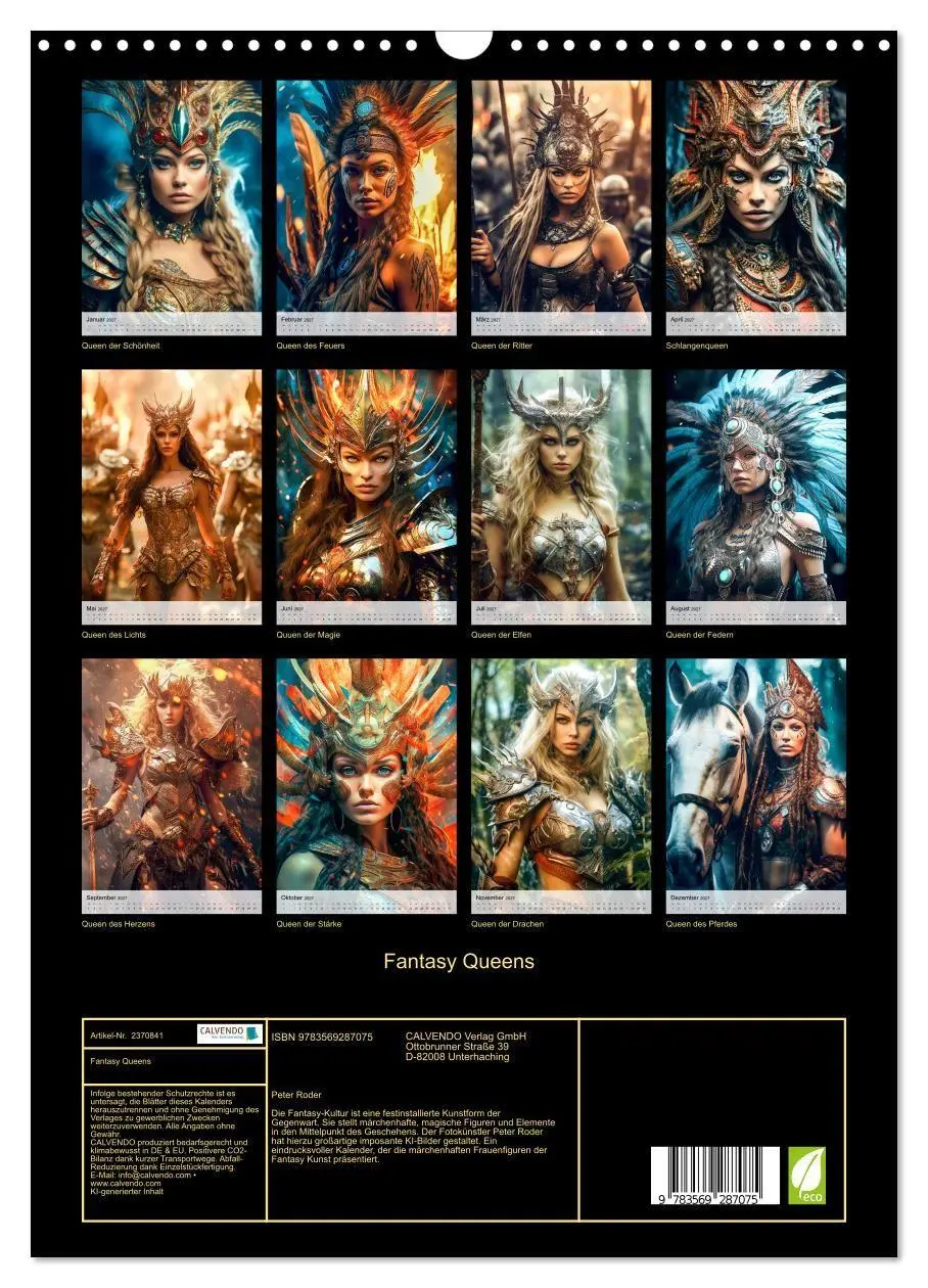 Bild: 9783569287075 | Fantasy Queens (Wandkalender 2027 DIN A3 hoch), CALVENDO...