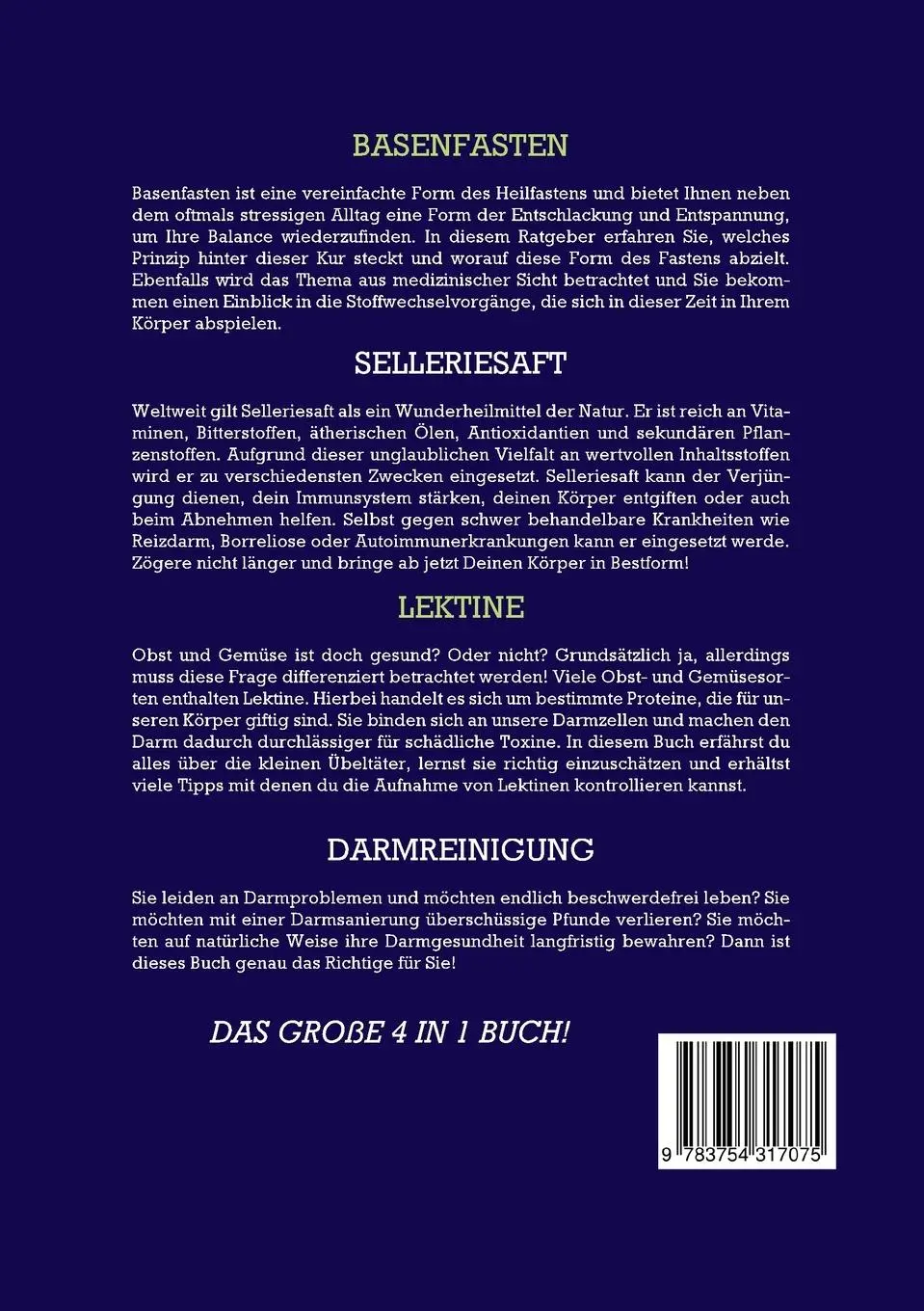 Rückseite: 9783754317075 | Basenfasten Selleriesaft Lektine Darmreinigung: Das große 4 in 1...