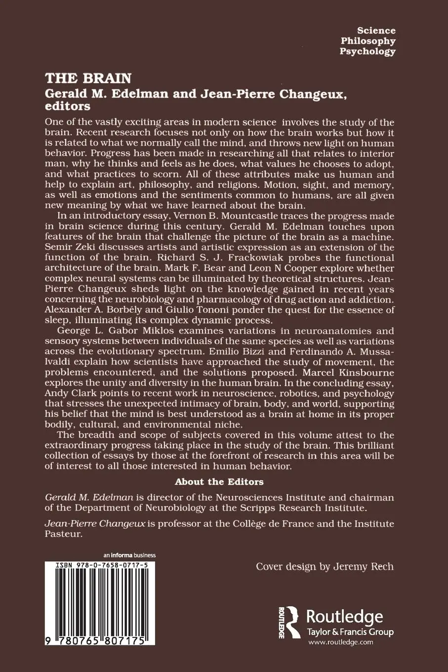 Rückseite: 9780765807175 | The Brain | Jean-Pierre Changeux | Taschenbuch | Englisch | 2000