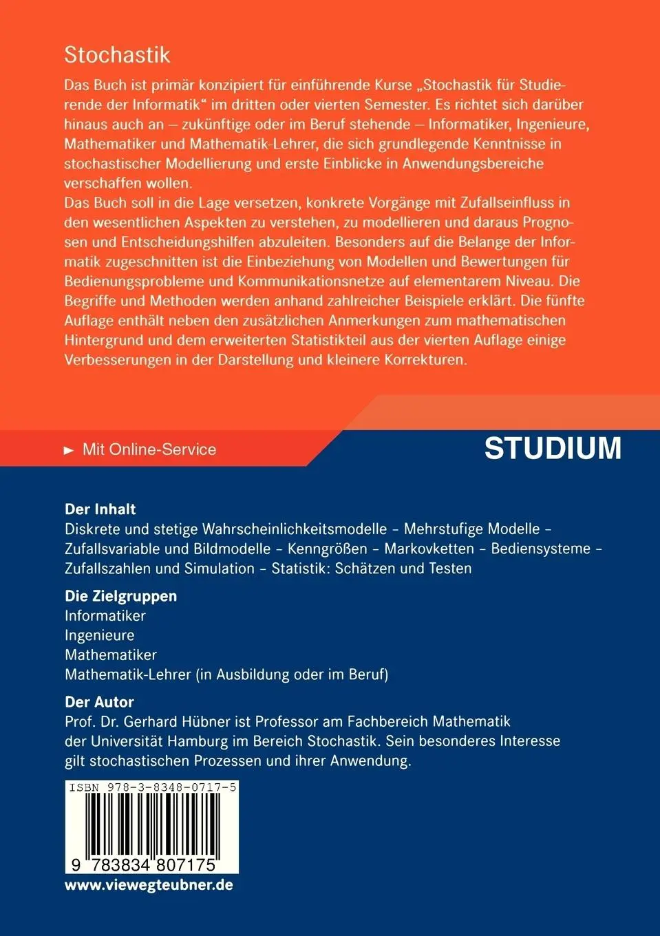 Rückseite: 9783834807175 | Stochastik | Gerhard Hübner | Taschenbuch | x | Deutsch | 2009