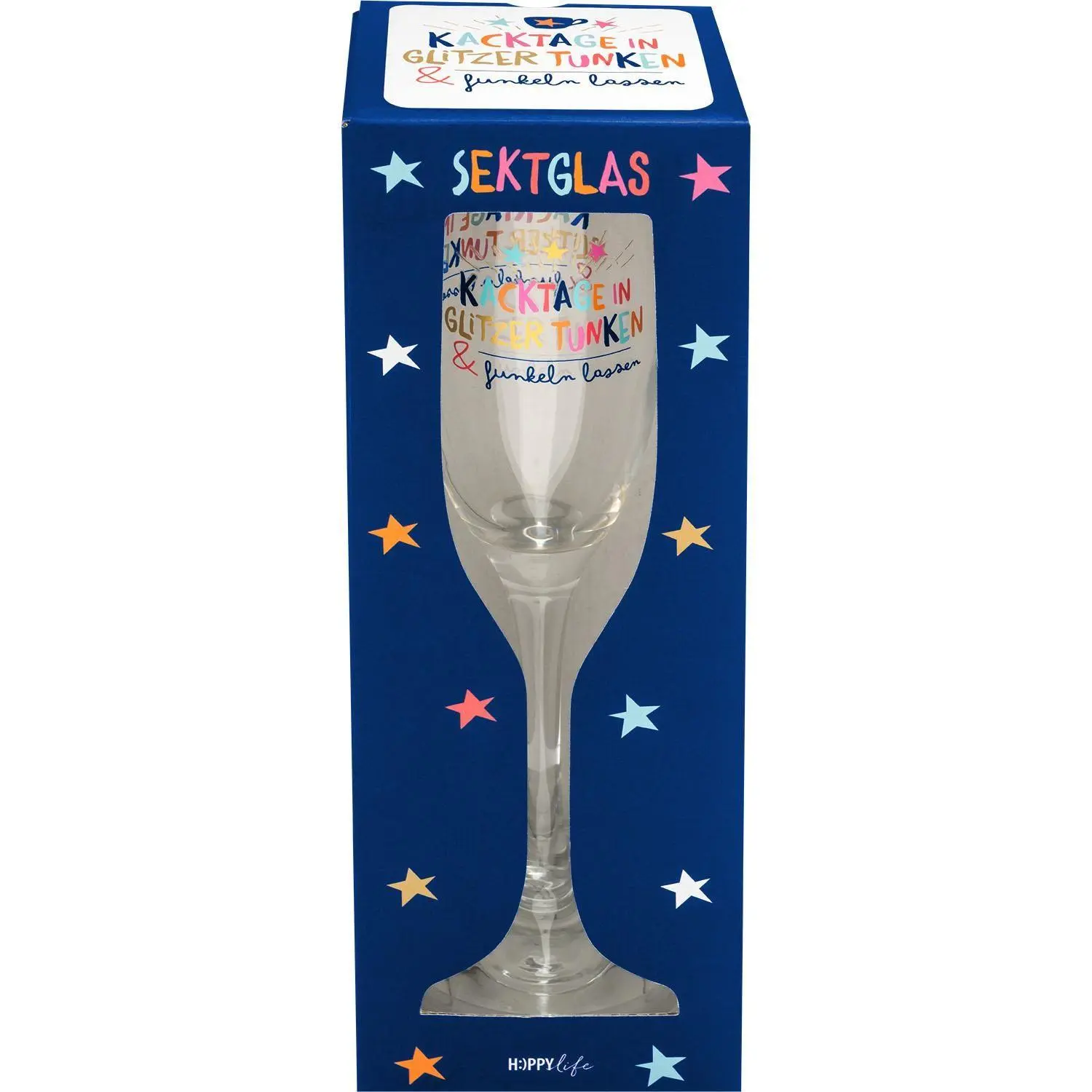 Sektglas "Kacktage in Glitzer tunken & funkeln lassen"