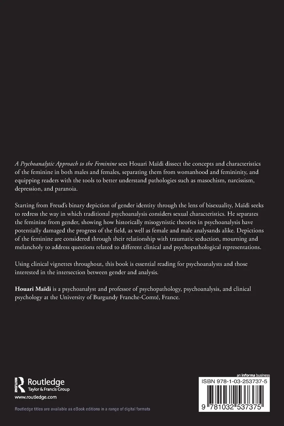 Rückseite: 9781032537375 | A Psychoanalytic Approach to the Feminine | Houari Maïdi | Taschenbuch