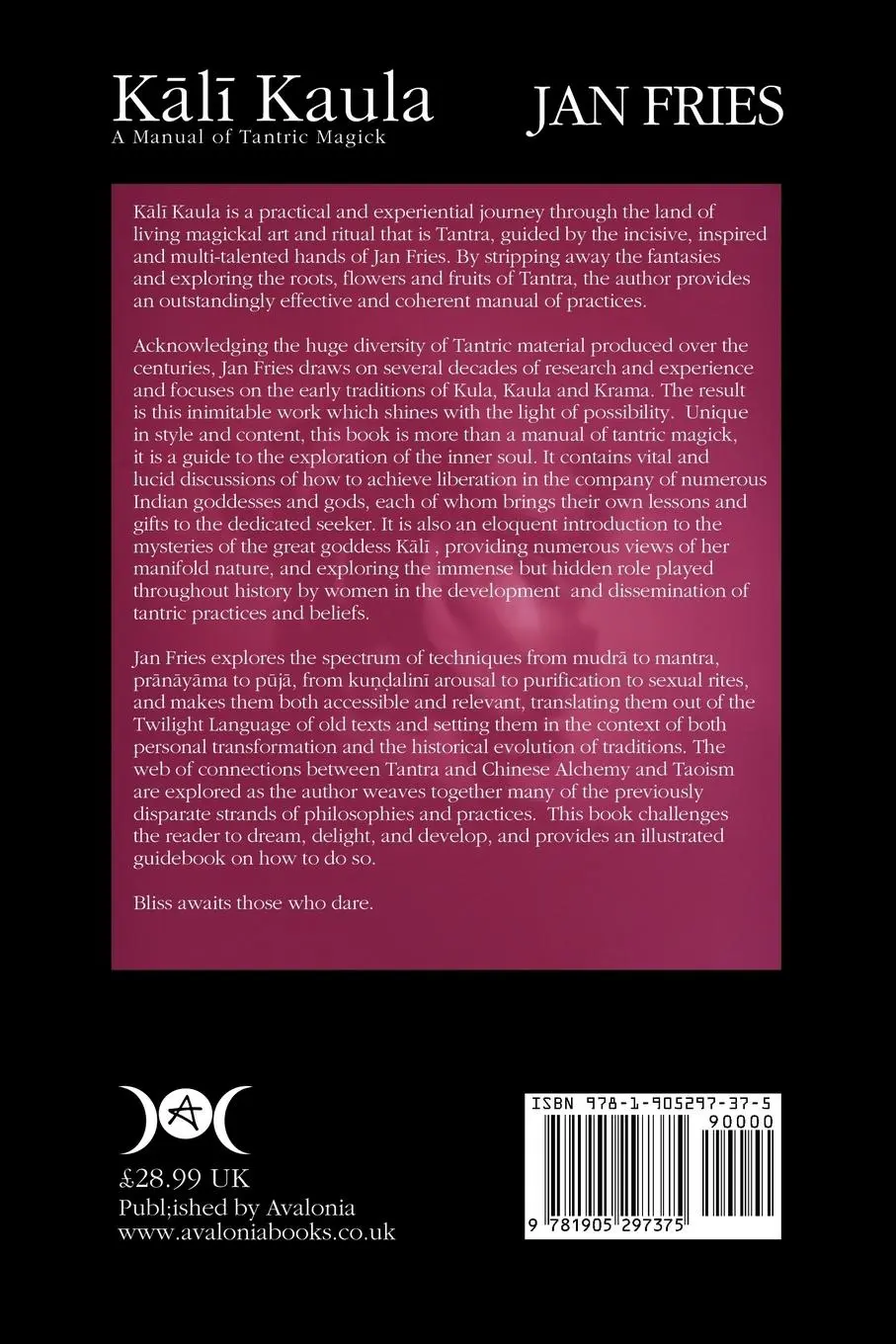 Rückseite: 9781905297375 | Kali Kaula | A Manual of Tantric Magick | Jan Fries | Taschenbuch