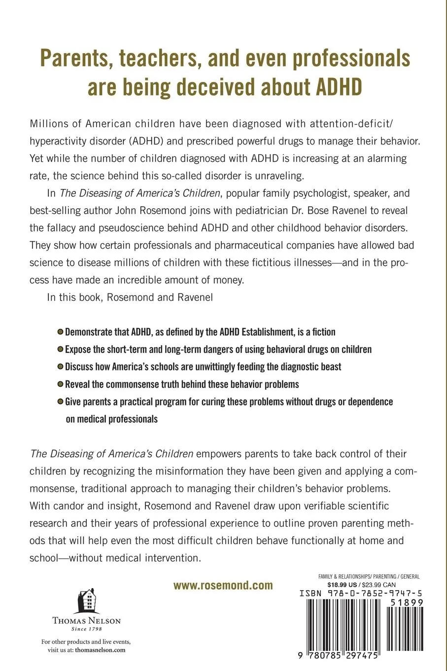 Rückseite: 9780785297475 | The Diseasing of America's Children | John Rosemond (u. a.) | Buch