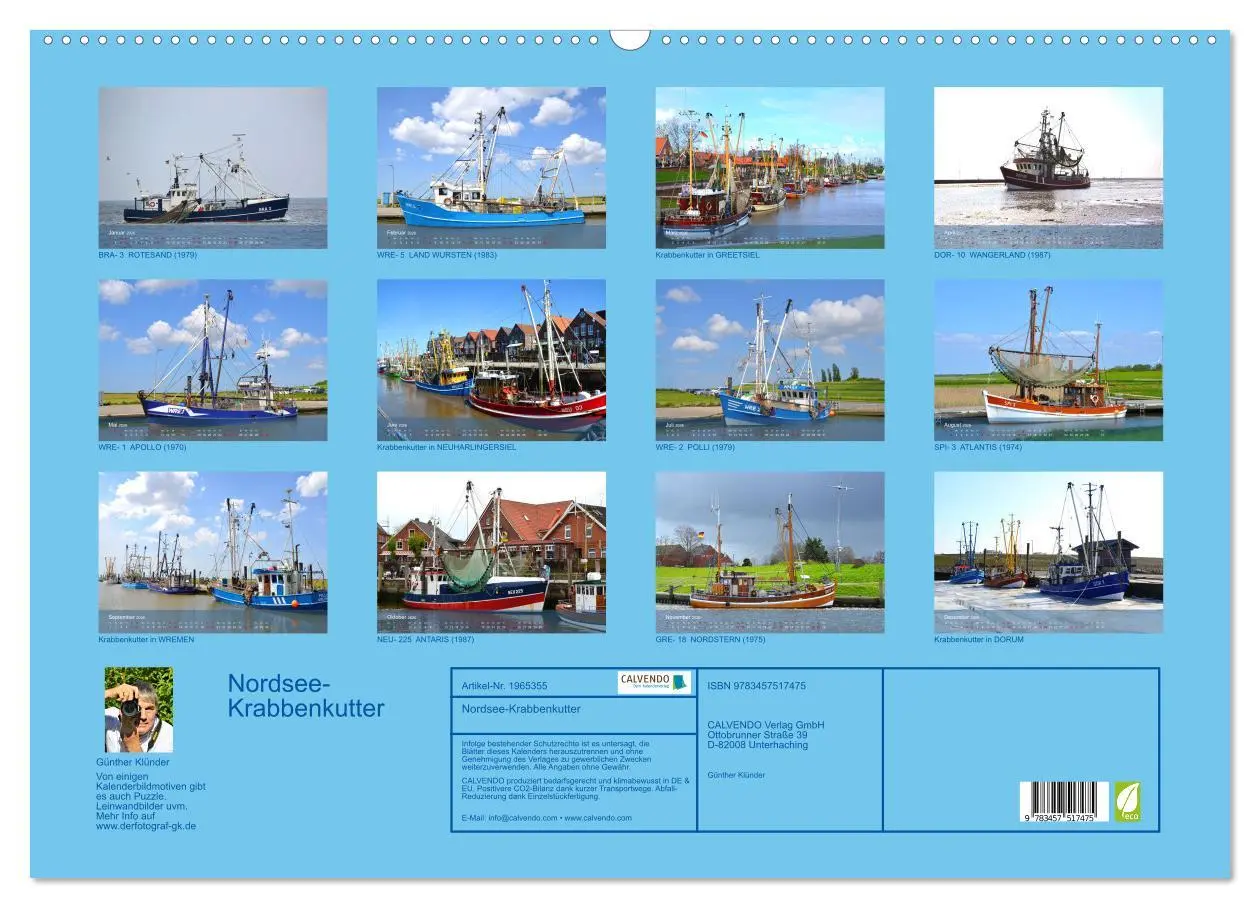 Bild: 9783457517475 | Nordsee-Krabbenkutter (Wandkalender 2026 DIN A2 quer), CALVENDO...