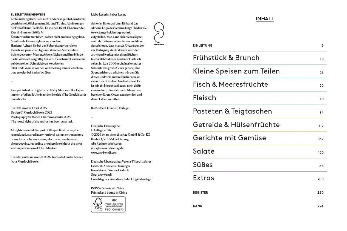 Bild: 9783747207475 | Griechische Inselküche | Einfache, sonnengeküsste Rezepte | Doriti