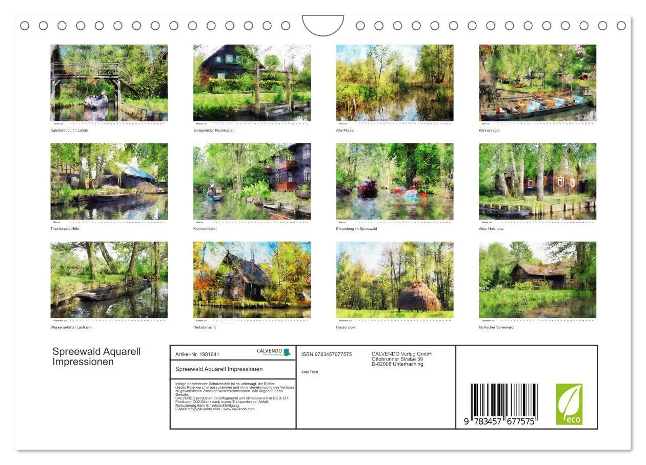 Bild: 9783457677575 | Spreewald Aquarell Impressionen (Wandkalender 2026 DIN A4 quer),...