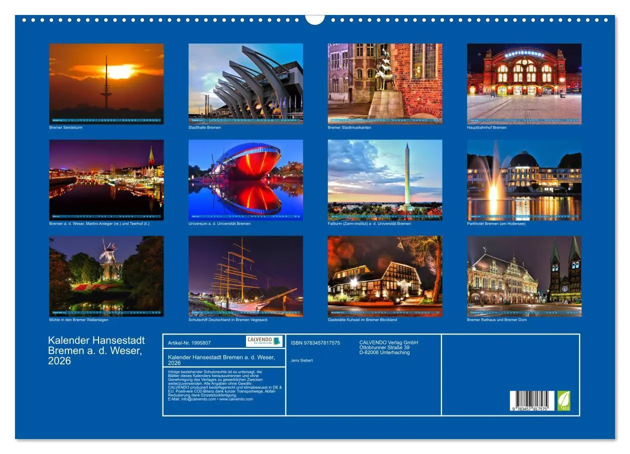 Bild: 9783457817575 | Kalender Hansestadt Bremen a. d. Weser, 2026 (Wandkalender 2026 DIN...
