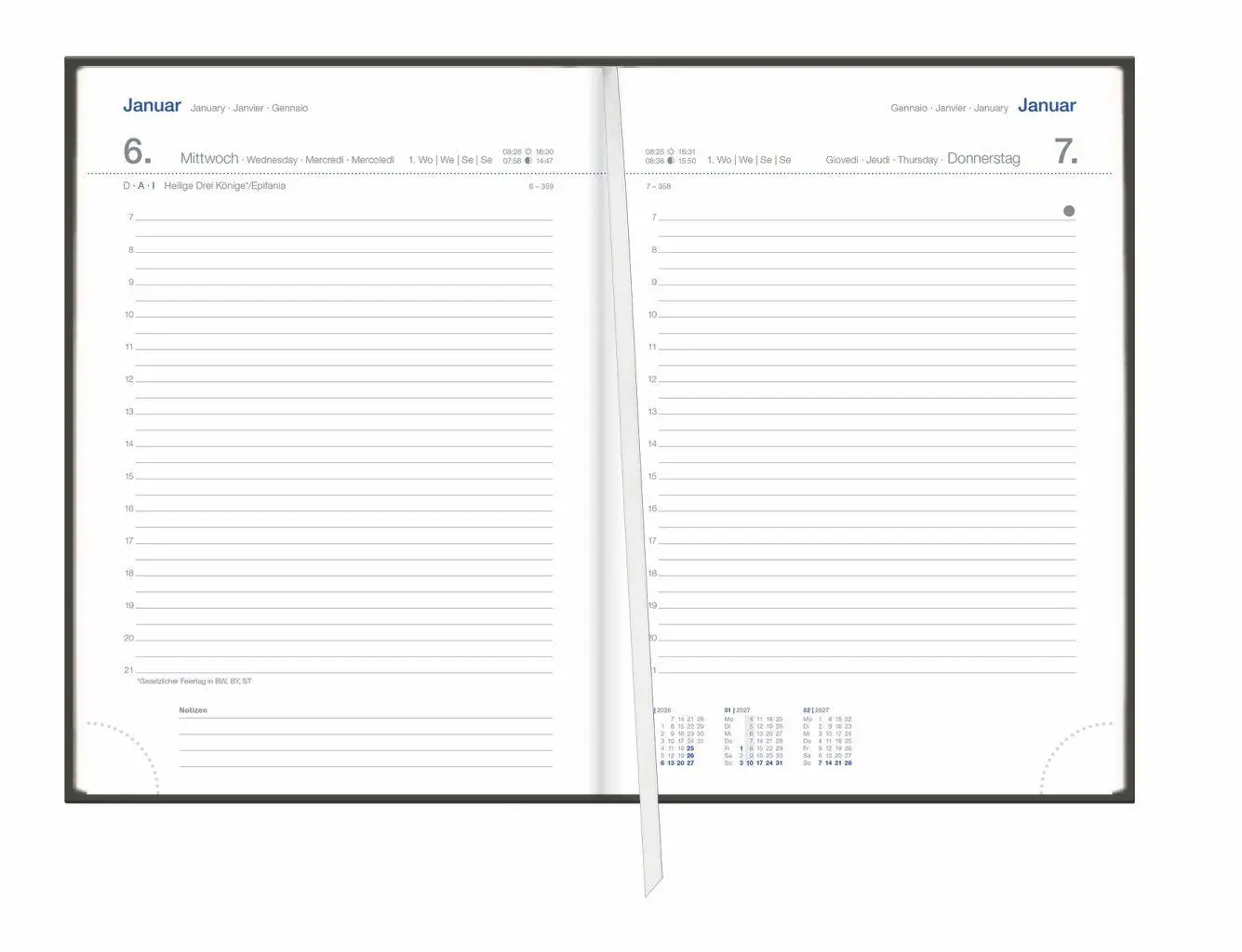 Bild: 9783756417575 | Tages-Cheftimer A5, schwarz 2027 | Heye | Buch | Bürokalender Heye