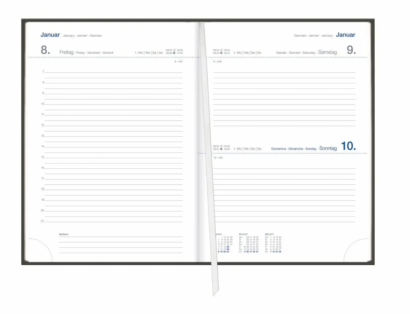 Bild: 9783756417575 | Tages-Cheftimer A5, schwarz 2027 | Heye | Buch | Bürokalender Heye
