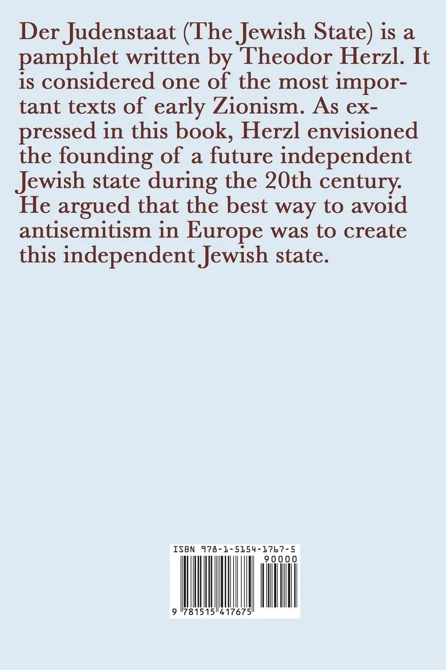Rückseite: 9781515417675 | The Jewish State | Theodor Herzl | Taschenbuch | Englisch | 2018