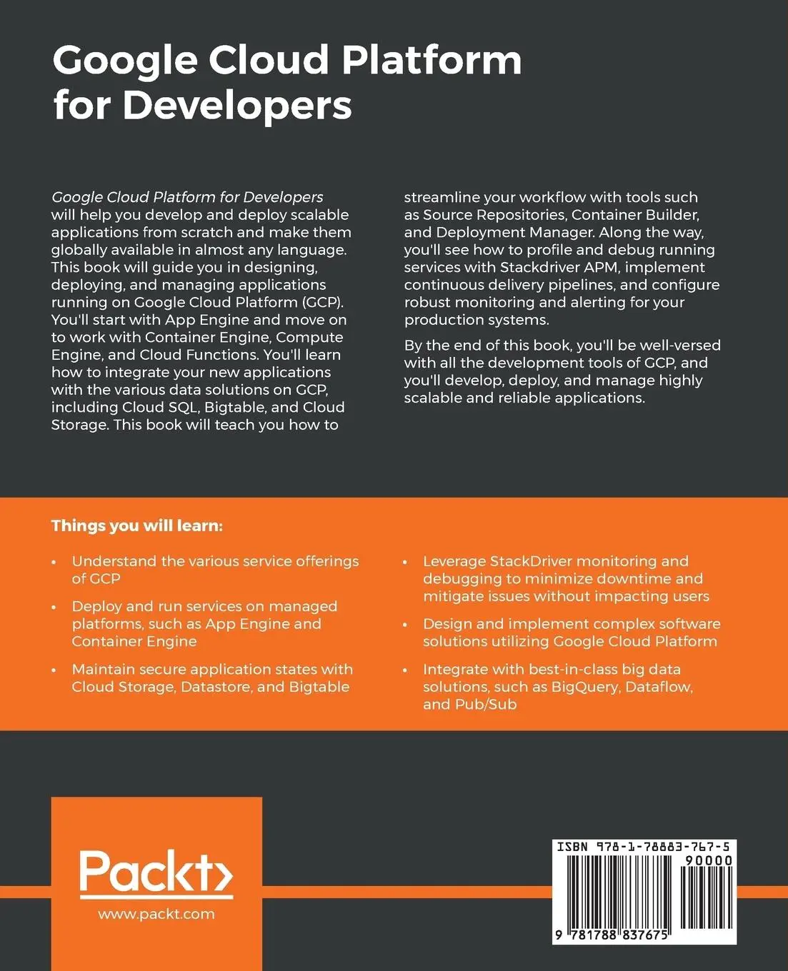 Rückseite: 9781788837675 | Google Cloud Platform for Developers | Ted Hunter (u. a.) | Buch