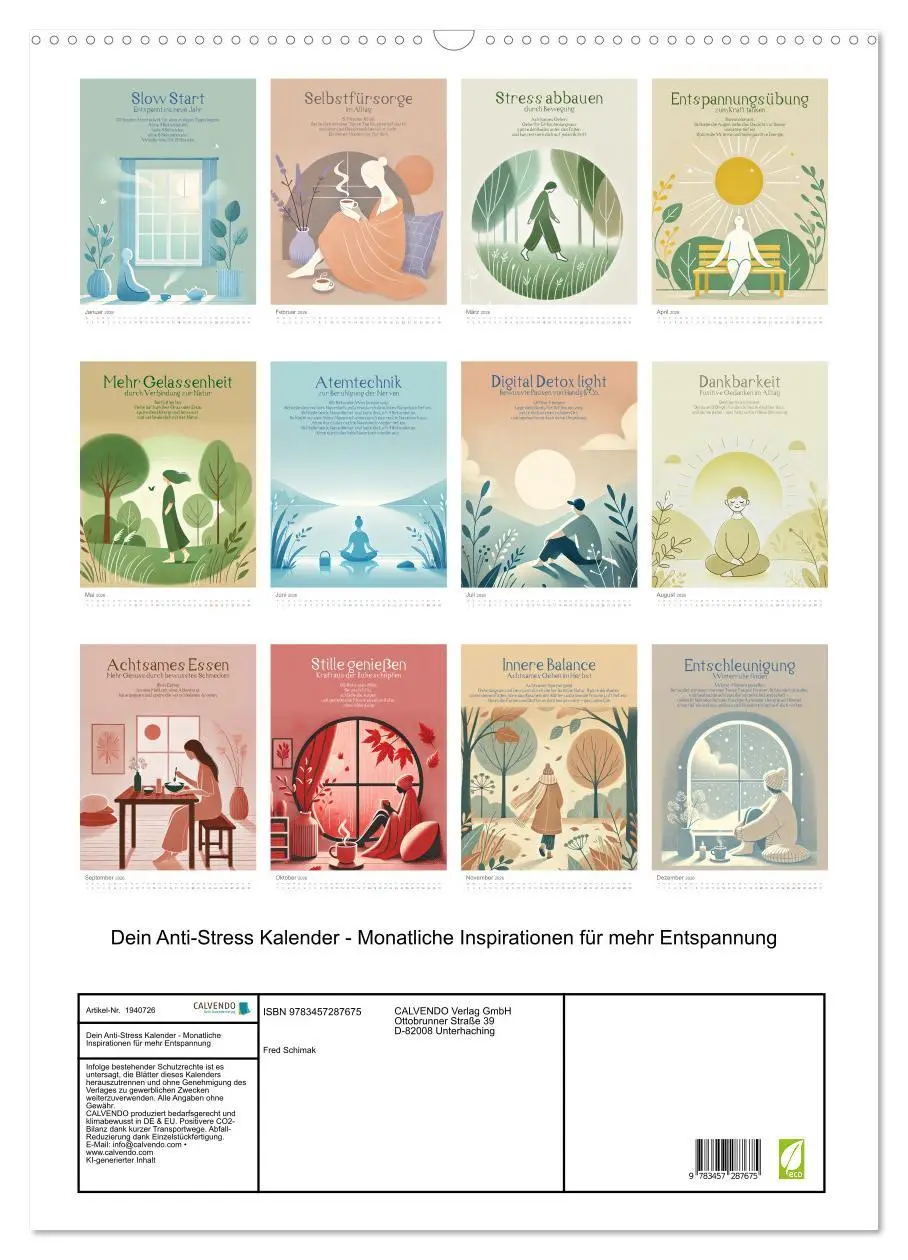 Bild: 9783457287675 | Dein Anti-Stress Kalender - Monatliche Inspirationen für mehr...