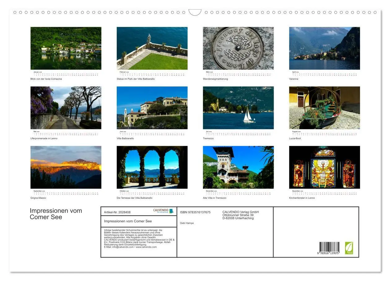 Bild: 9783516137675 | Impressionen vom Comer See (Wandkalender 2026 DIN A2 quer),...