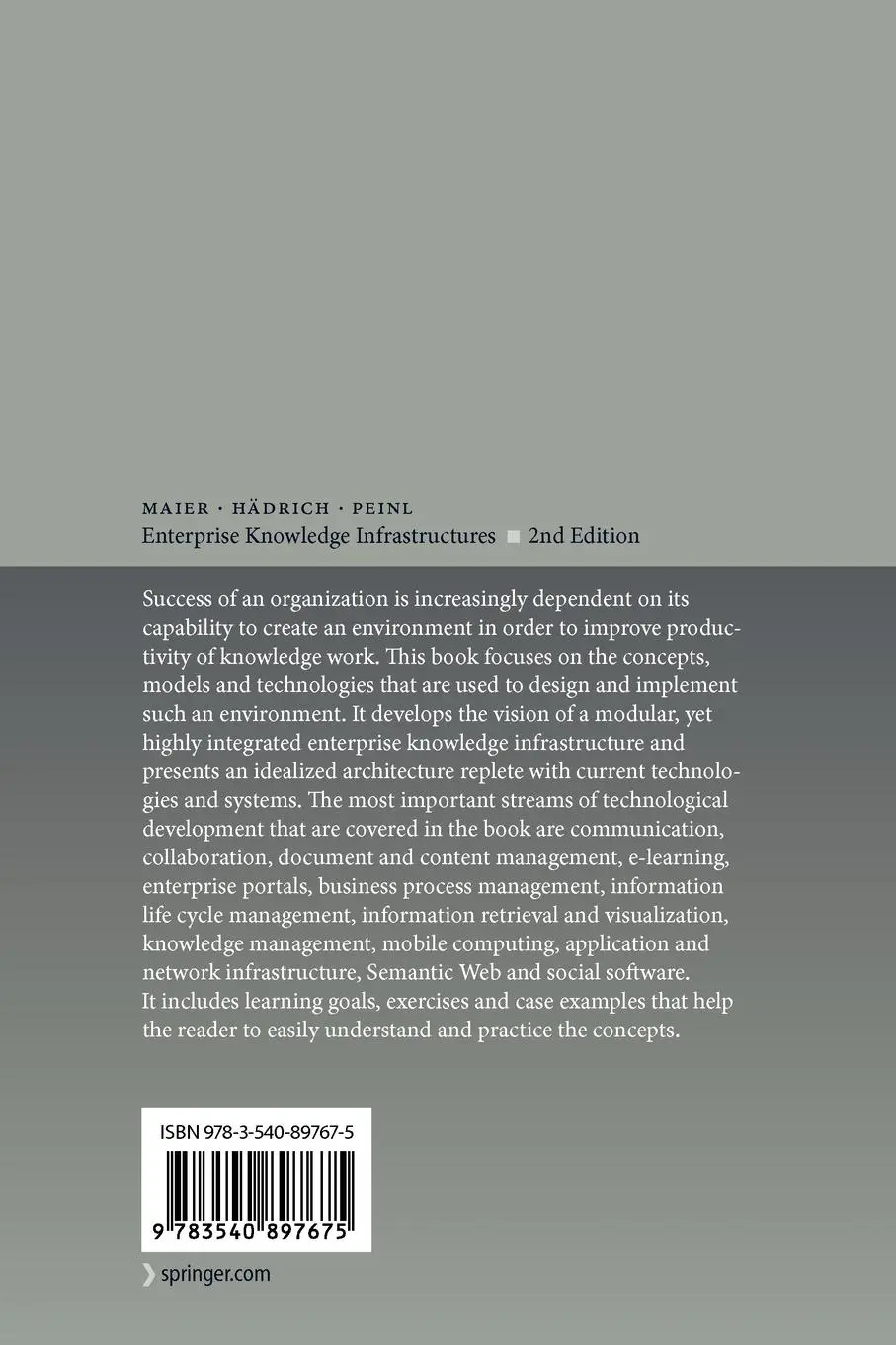 Rückseite: 9783540897675 | Enterprise Knowledge Infrastructures | Ronald Maier (u. a.) | Buch