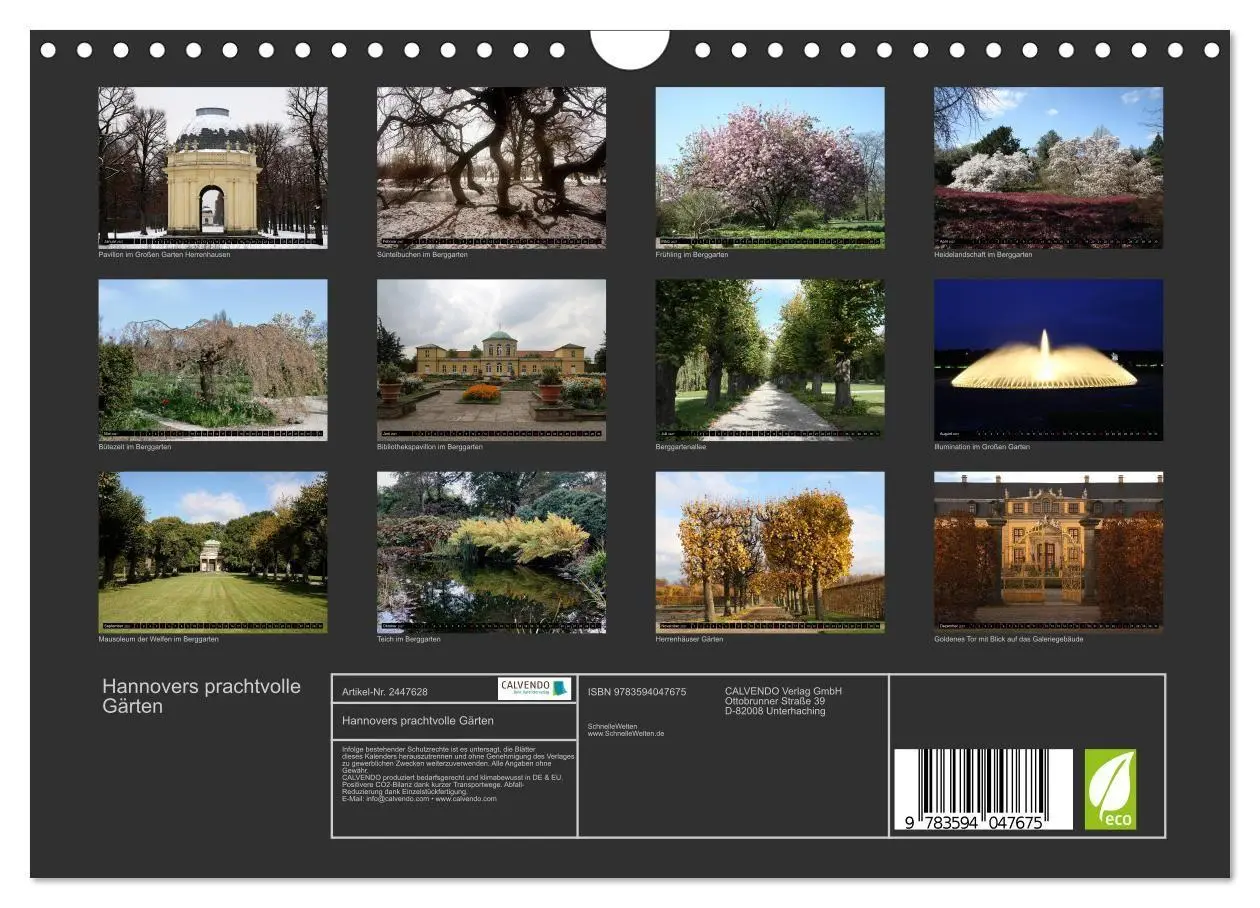 Bild: 9783594047675 | Hannovers prachtvolle Gärten (Wandkalender 2027 DIN A4 quer),...