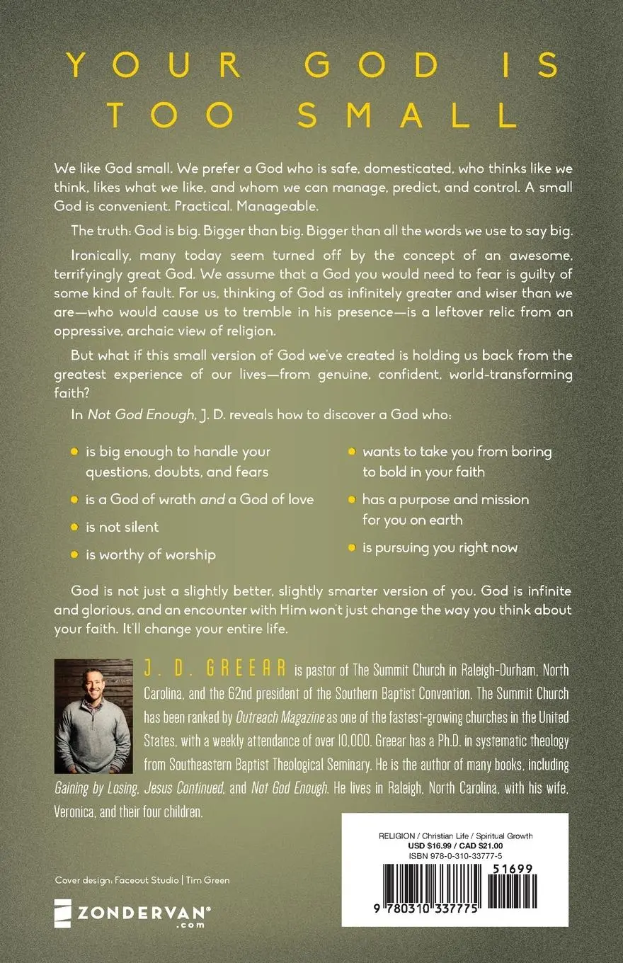 Rückseite: 9780310337775 | Not God Enough Softcover | J. D. Greear | Taschenbuch | Englisch