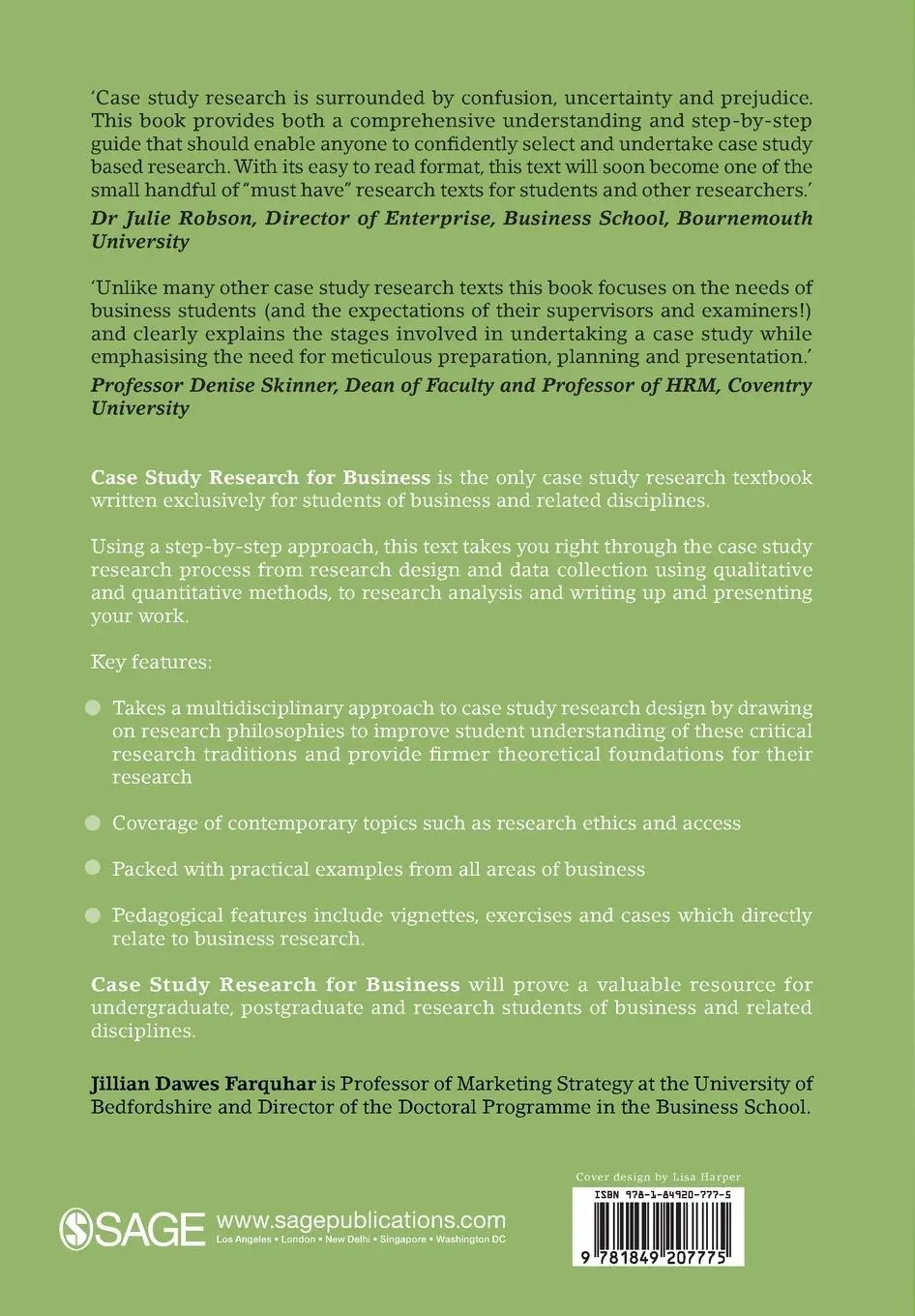 Rückseite: 9781849207775 | Case Study Research for Business | Jillian D. Farquhar | Taschenbuch