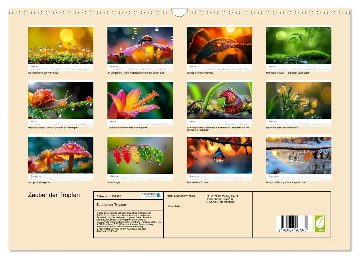 Bild: 9783457267875 | Zauber der Tropfen (Wandkalender 2026 DIN A3 quer), CALVENDO...