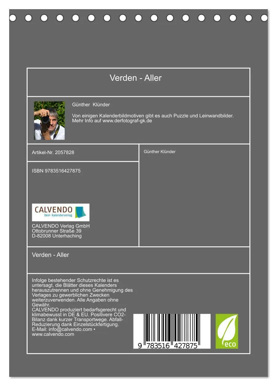 Bild: 9783516427875 | Verden - Aller (Tischkalender 2026 DIN A5 hoch), CALVENDO...