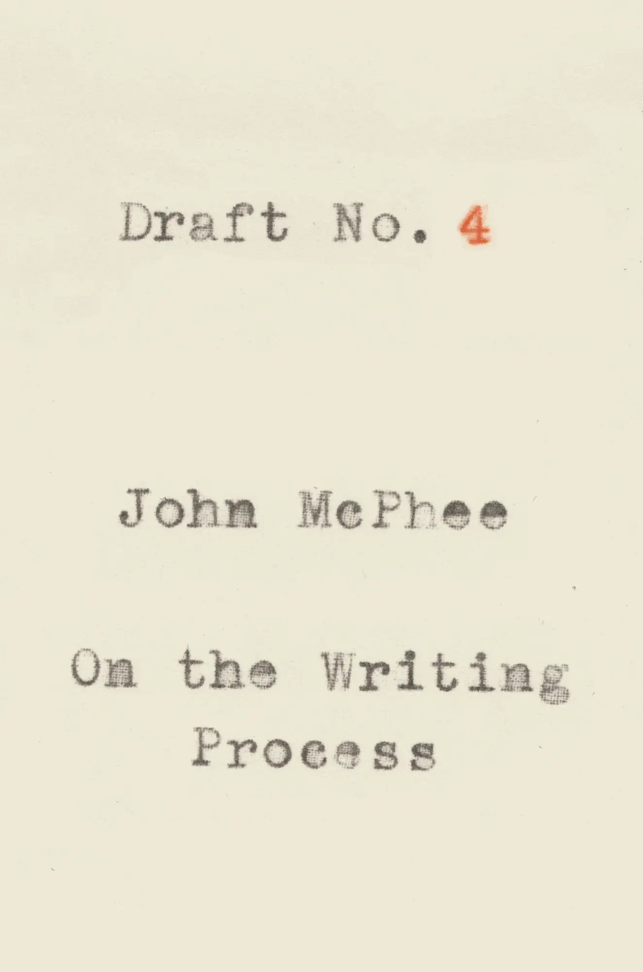 Cover: 9780374537975 | Draft No. 4 | On the Writing Process | John Mcphee | Taschenbuch