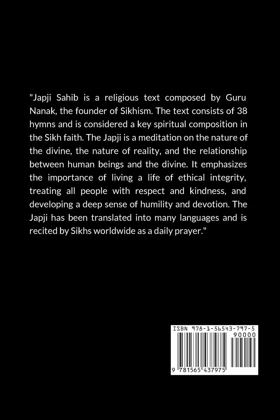 Rückseite: 9781565437975 | Sri Japji Sahib | English Translation from the Original Gurmukhi