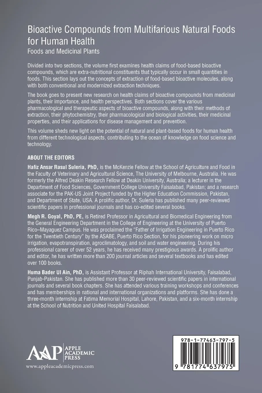 Rückseite: 9781774637975 | Bioactive Compounds from Multifarious Natural Foods for Human Health