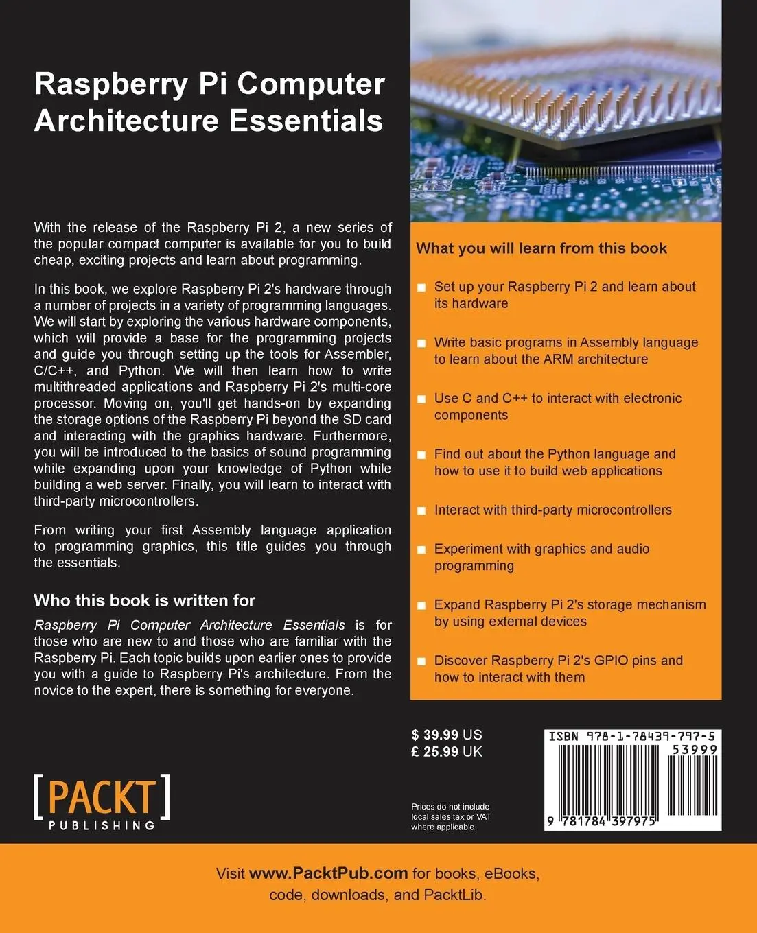 Rückseite: 9781784397975 | Raspberry Pi Computer Architecture Essentials | Andrew K. Dennis