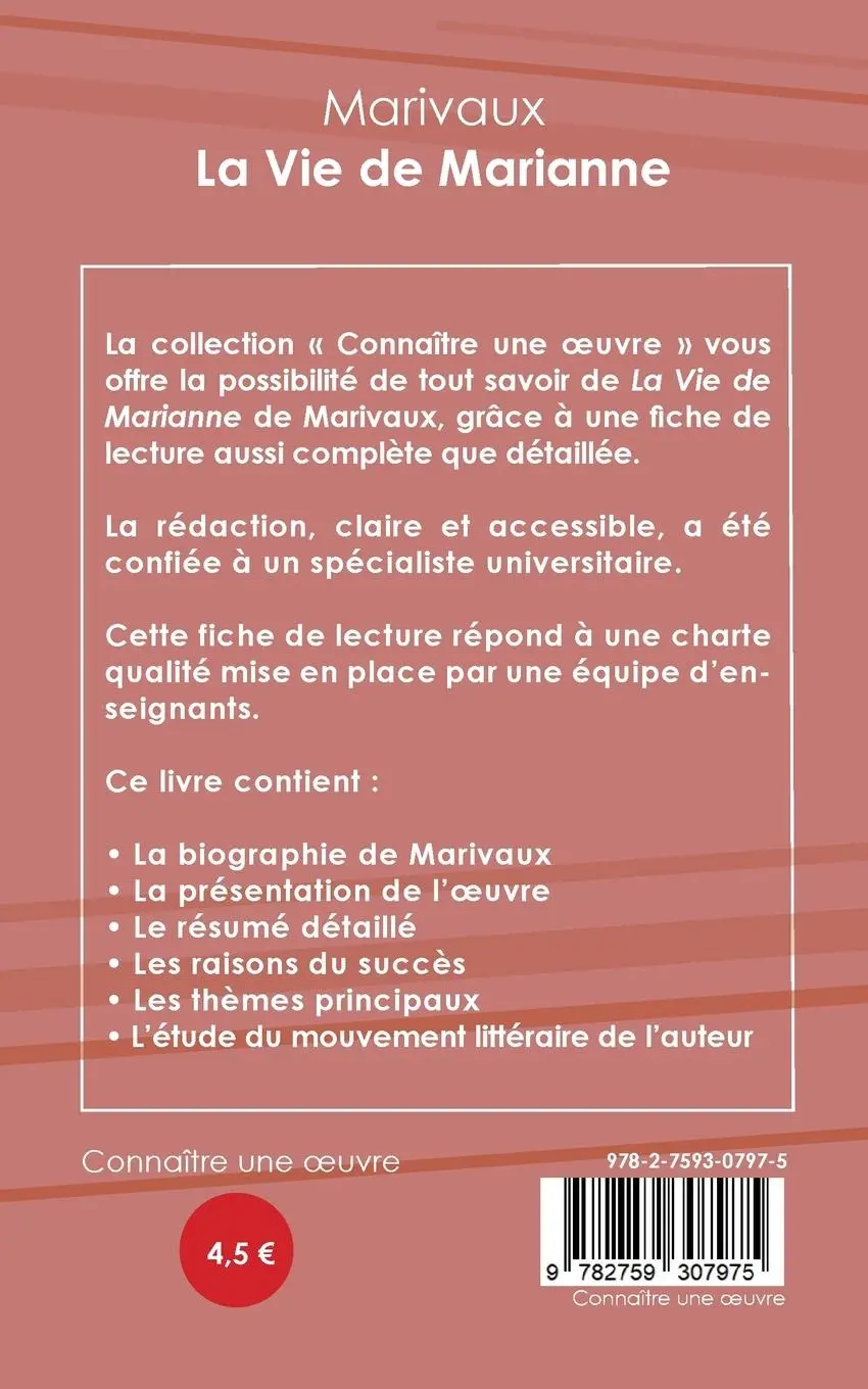 Rückseite: 9782759307975 | Fiche de lecture La Vie de Marianne de Marivaux (analyse littéraire...