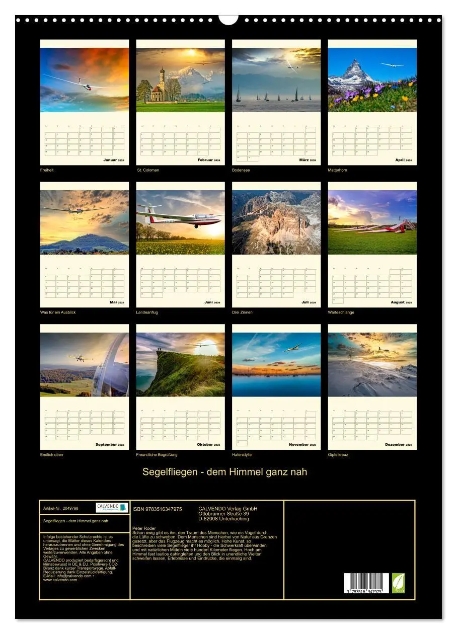 Bild: 9783516347975 | Segelfliegen - dem Himmel ganz nah (Wandkalender 2026 DIN A2 hoch),...