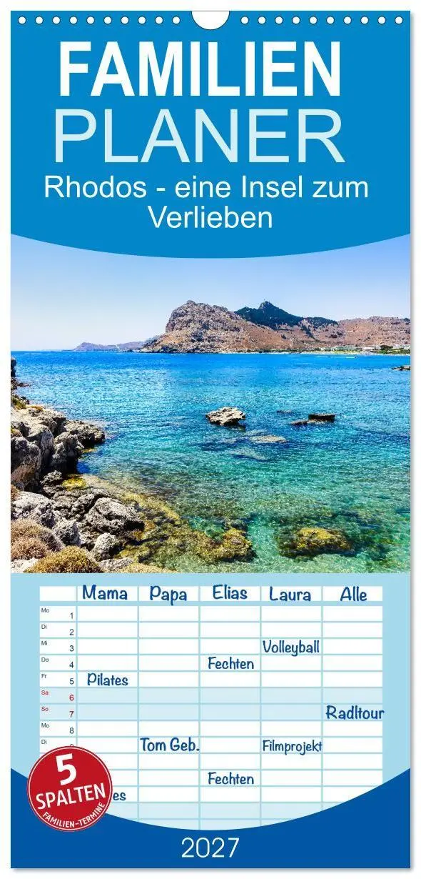 Cover: 9783594327975 | Familienplaner 2027 - Rhodos - eine Insel zum Verlieben mit 5...