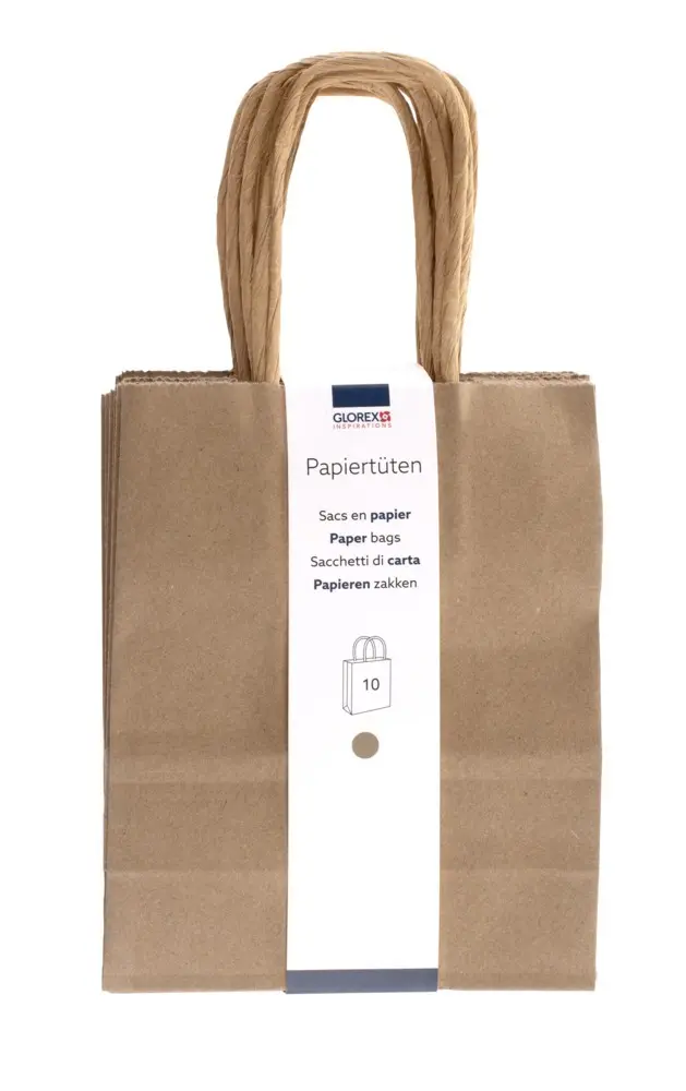 Papiertragetasche, Kordelgriff 12x15x5,5cm, natur, 10St