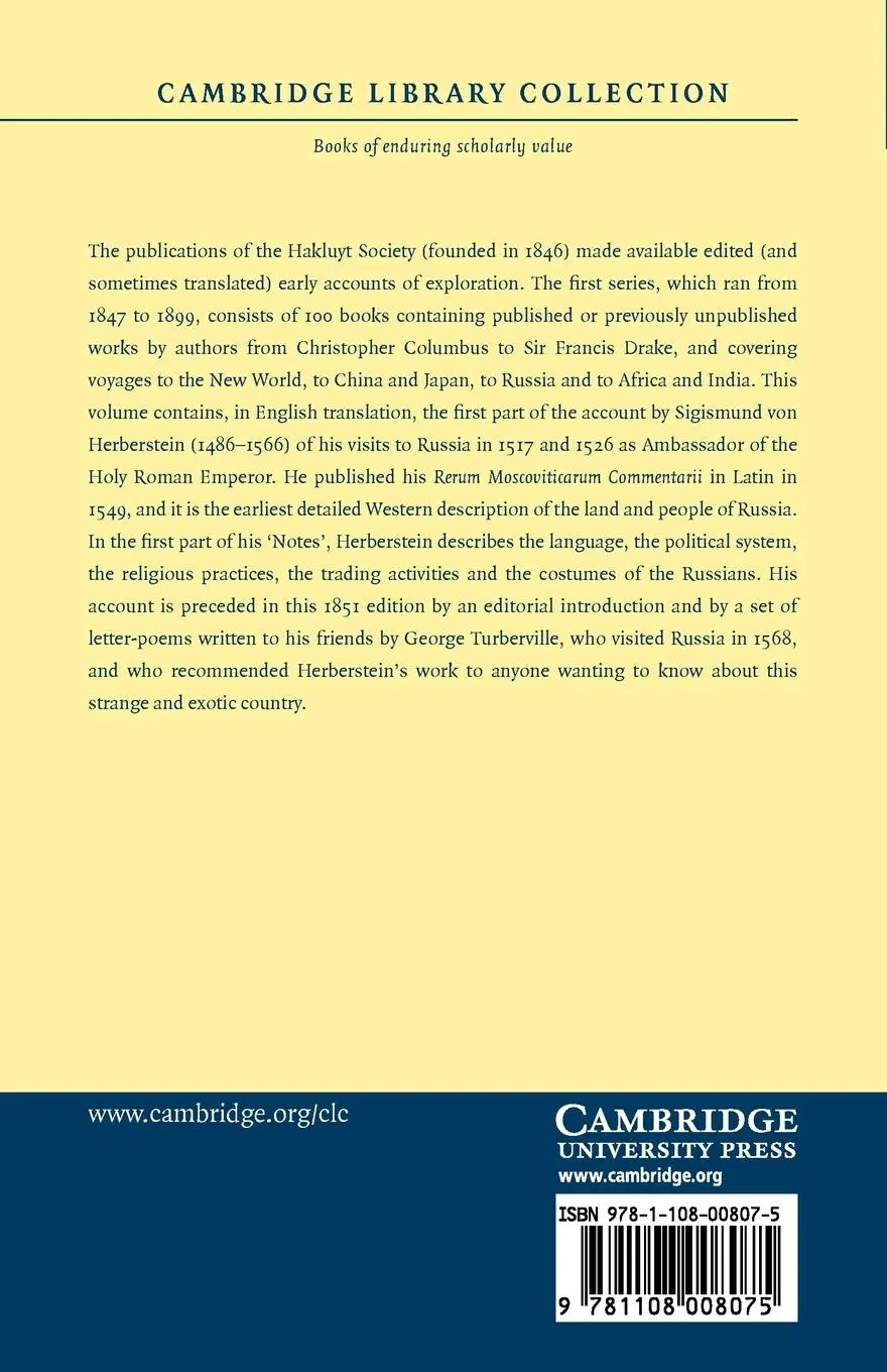Rückseite: 9781108008075 | Notes Upon Russia | Sigismund von Herberstein | Taschenbuch | Englisch