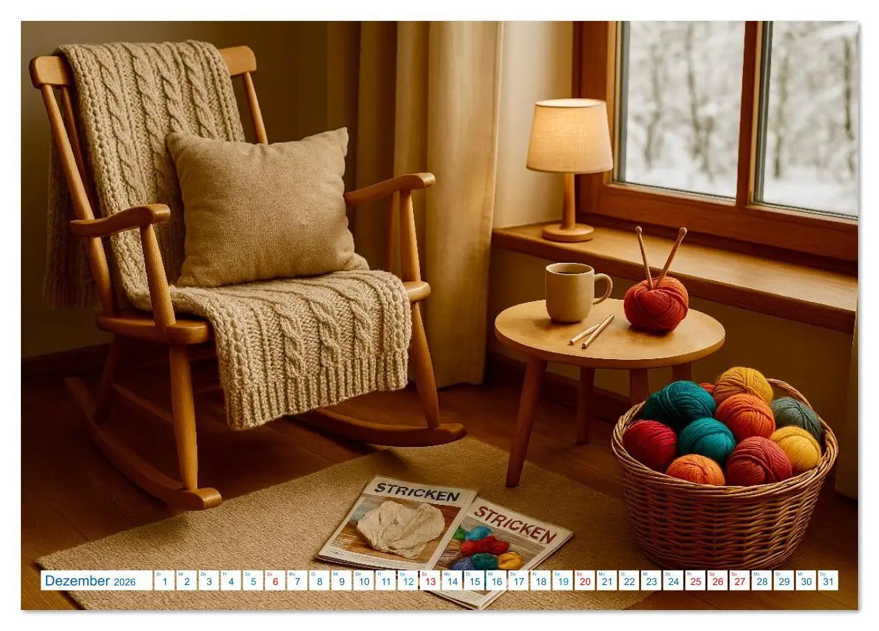 Bild: 9783516618075 | Stricken und Wolle (Tischkalender 2026 DIN A5 quer), CALVENDO...