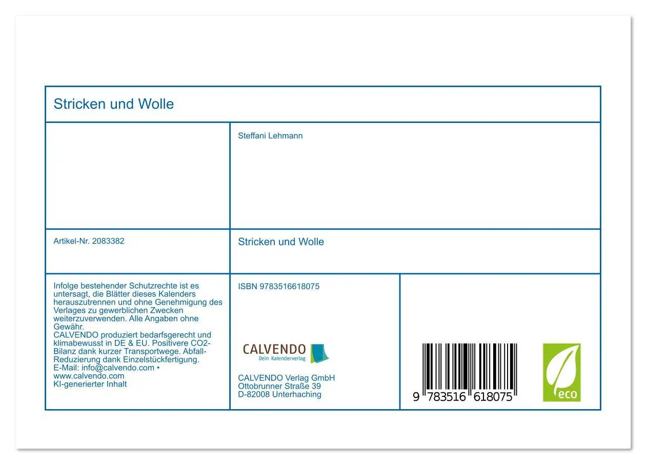 Bild: 9783516618075 | Stricken und Wolle (Tischkalender 2026 DIN A5 quer), CALVENDO...