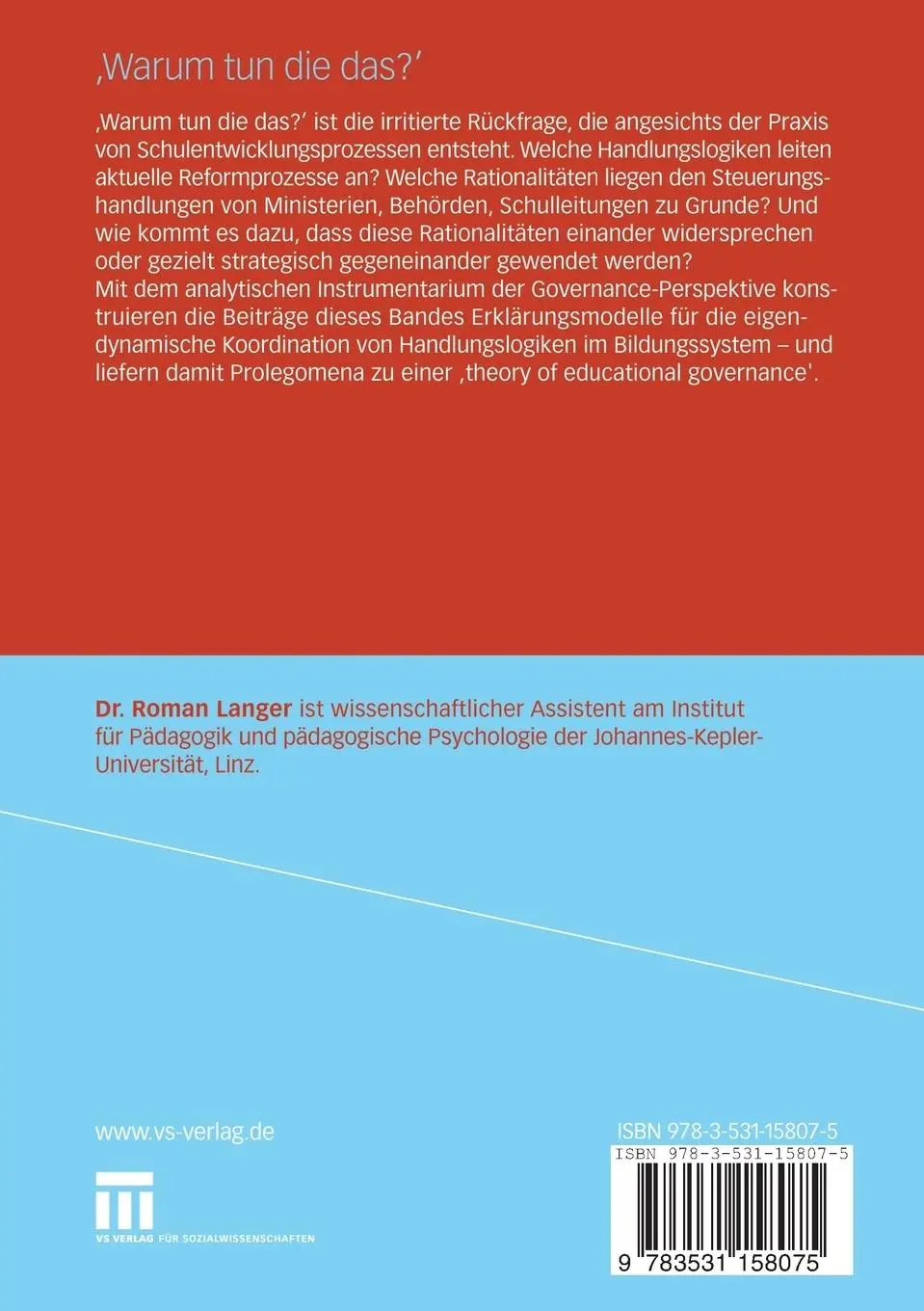 Rückseite: 9783531158075 | 'Warum tun die das?' | Roman Langer | Taschenbuch | vi | Deutsch